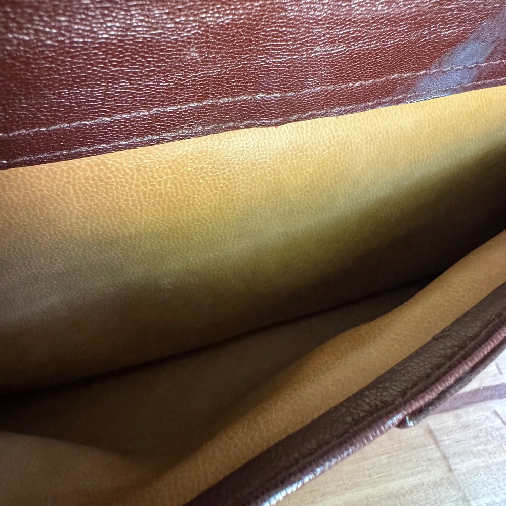 Vintage Italian Leather Frame Bag - Structured Burgundy Top Handle Satchel 70s - Picture 6 of 14